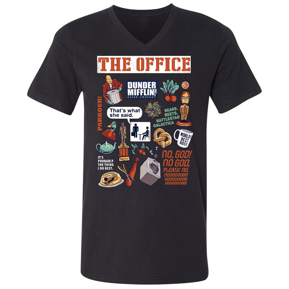 Unisex V-Neck T-Shirt - 3SD8TDVT - Black - 1