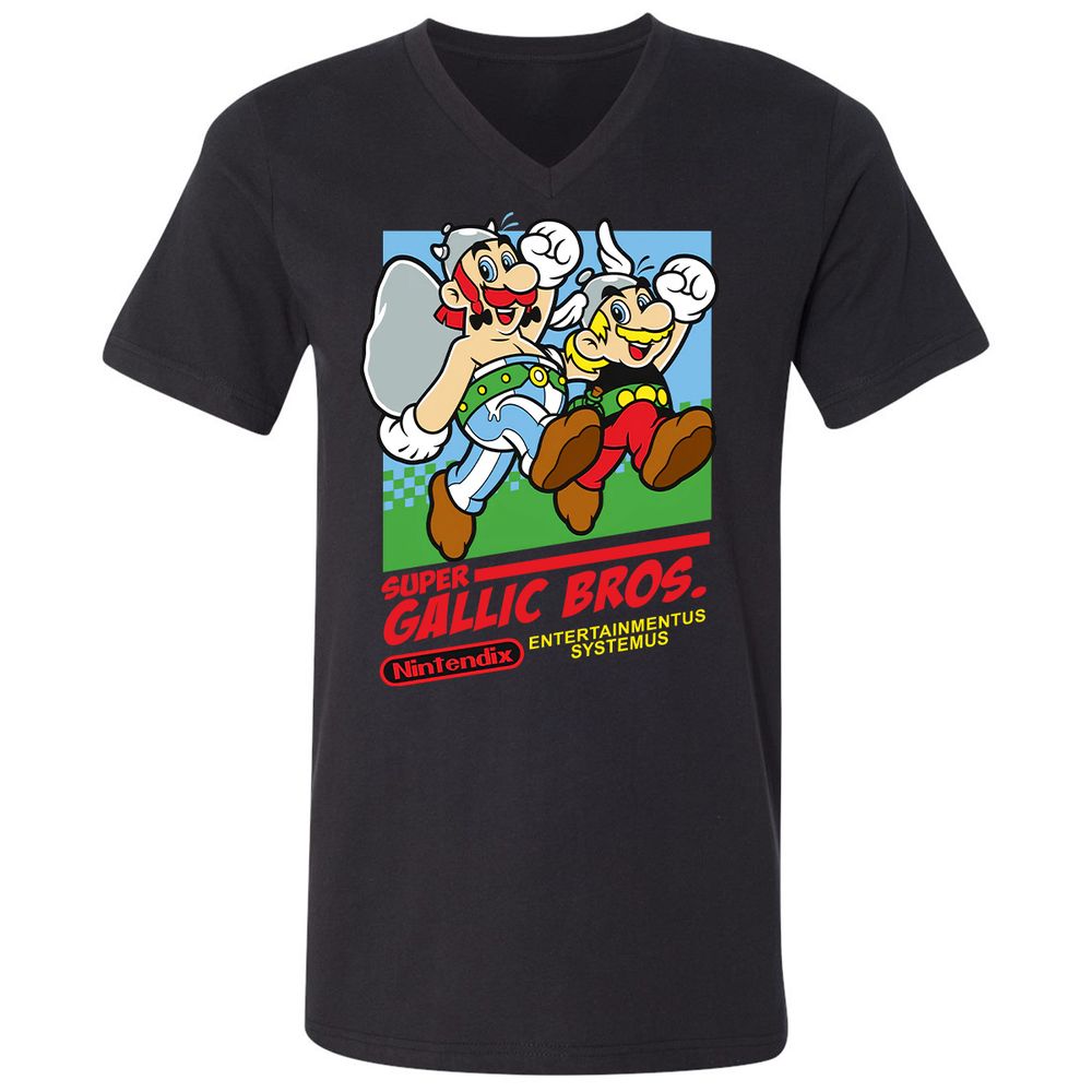 Unisex V-Neck T-Shirt - C4M589FP - Black - 1