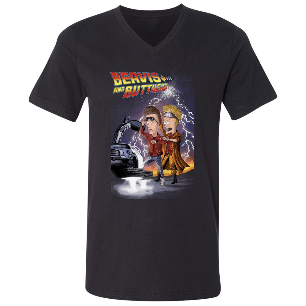 Unisex V-Neck T-Shirt - 7FZCWPUA - Black - 1