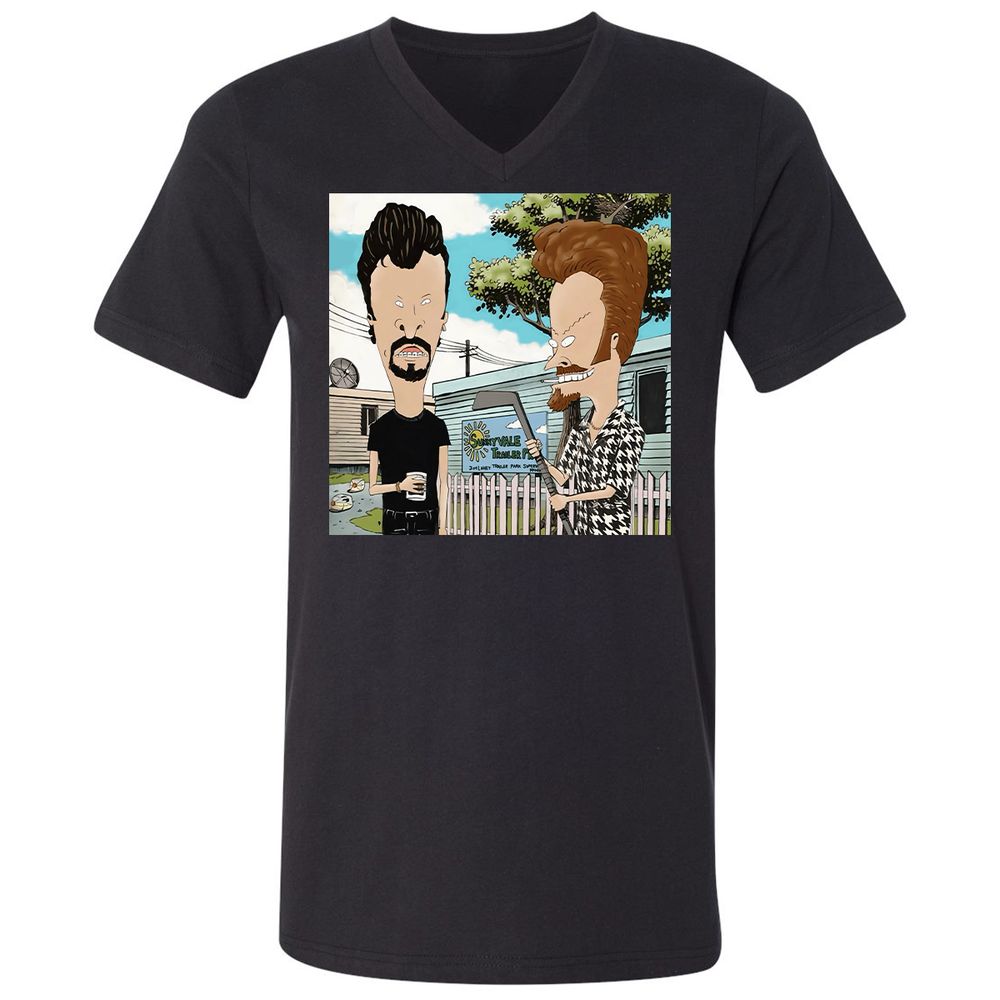 Unisex V-Neck T-Shirt - RGEPDWUW - Black - 1
