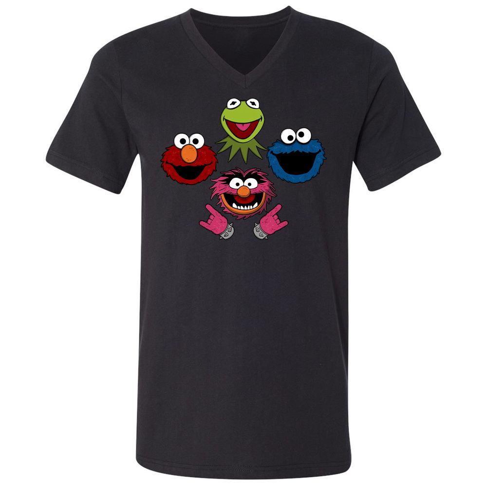 Unisex V-Neck T-Shirt - LZYKU1H2 - Black - 1