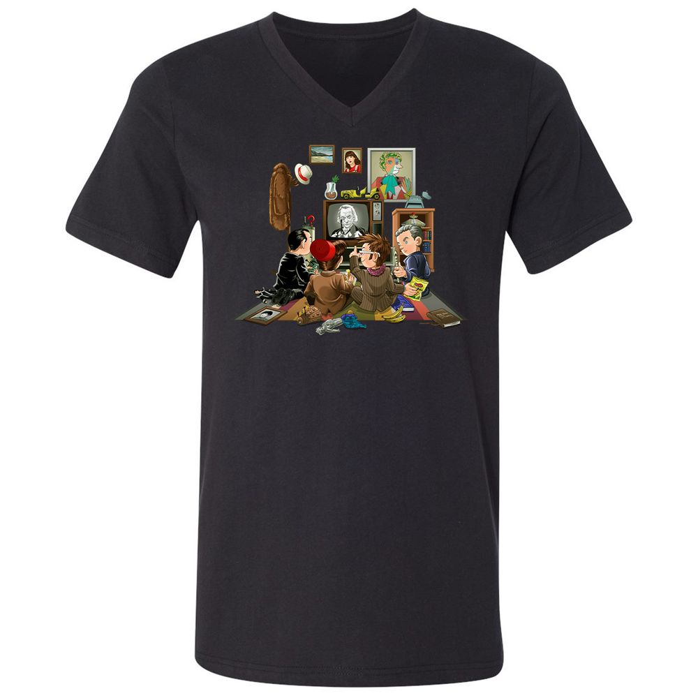 Unisex V-Neck T-Shirt - XZ6L4SJY - Black - 1