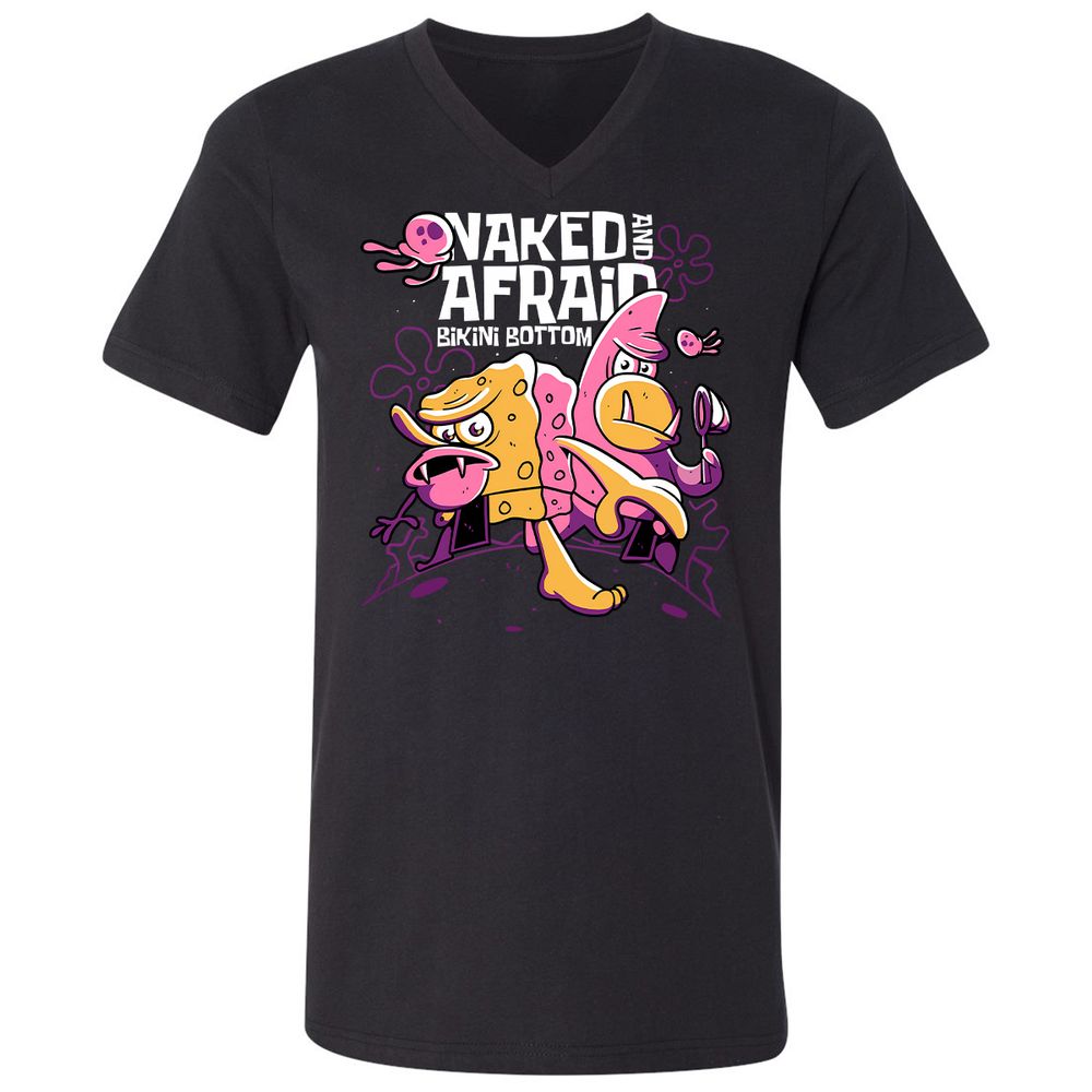 Unisex V-Neck T-Shirt - UNT6NFRV - Black - 1