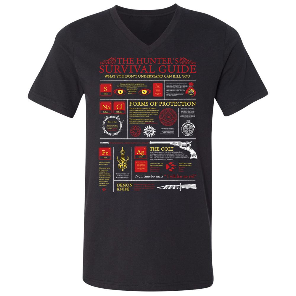 Unisex V-Neck T-Shirt - 674EM5HJ - Black - 1