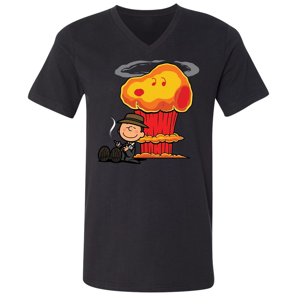 Unisex V-Neck T-Shirt - BQUSWZV5 - Black - 1