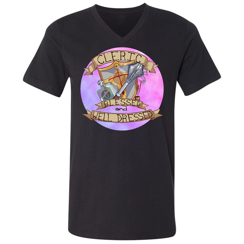 Unisex V-Neck T-Shirt - KEV3XK68 - Black - 1