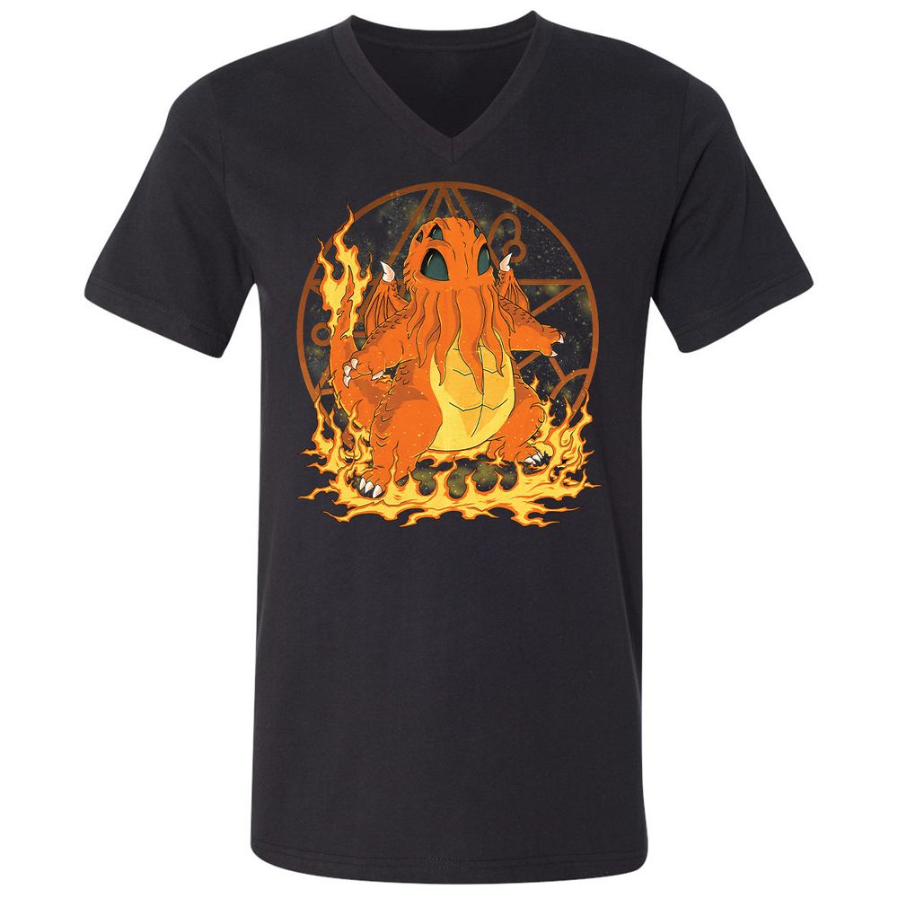 Unisex V-Neck T-Shirt - E8QMTQVZ - Black - 1