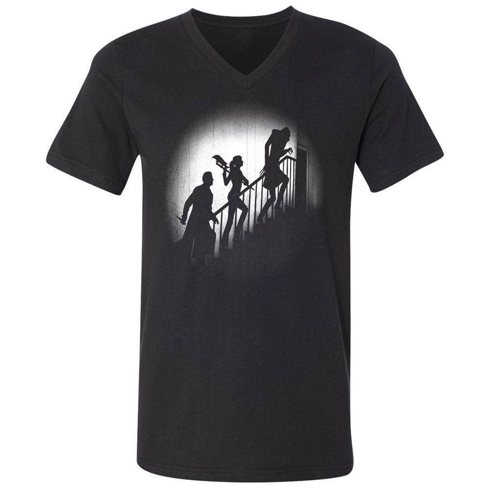 Unisex V-Neck T-Shirt - HCH9TXTT - Black - 1