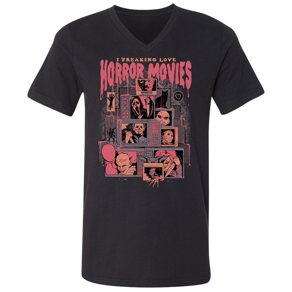 Unisex V-Neck T-Shirt - FFGGDW45 - Black - 1