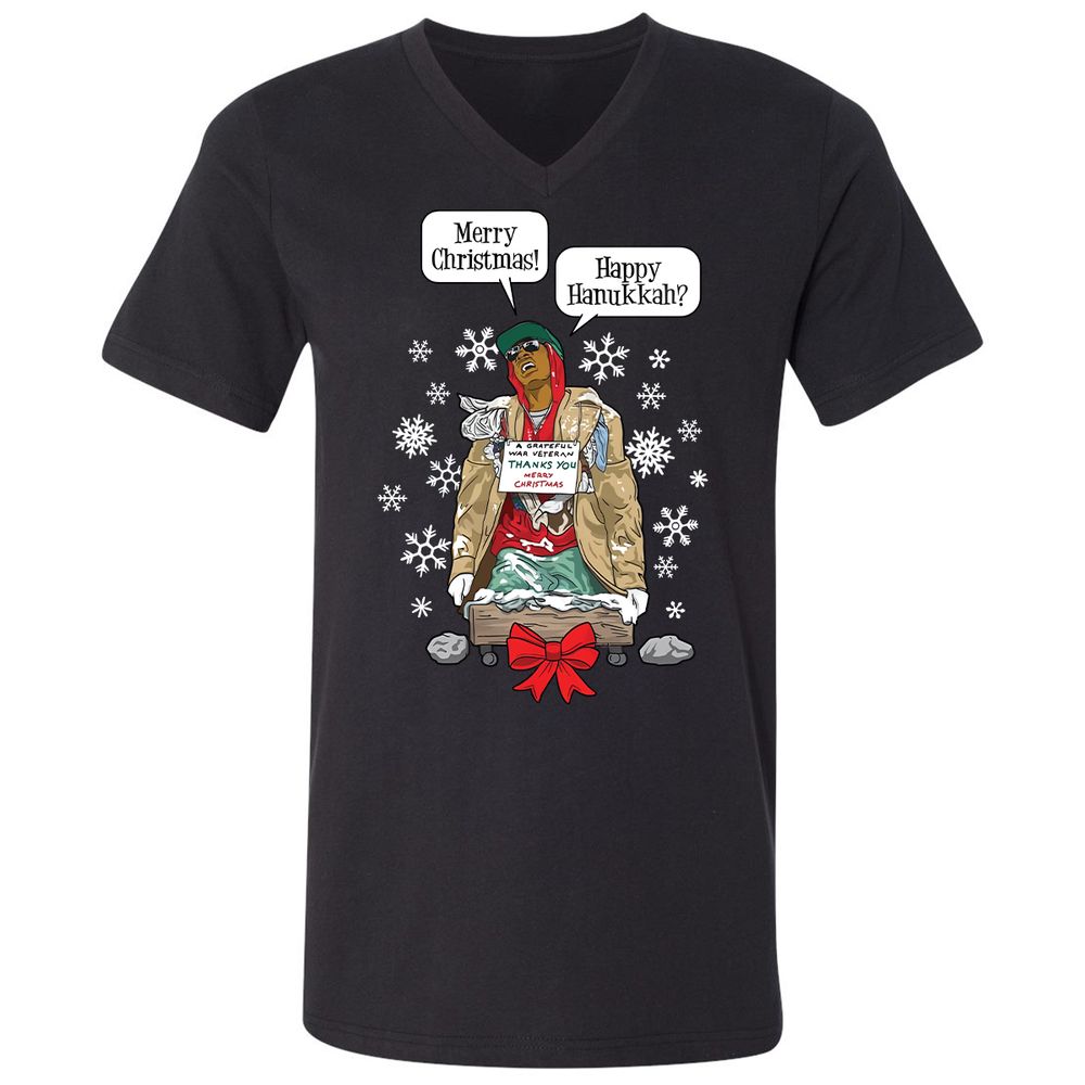 Unisex V-Neck T-Shirt - N77KNJSD - Black - 1