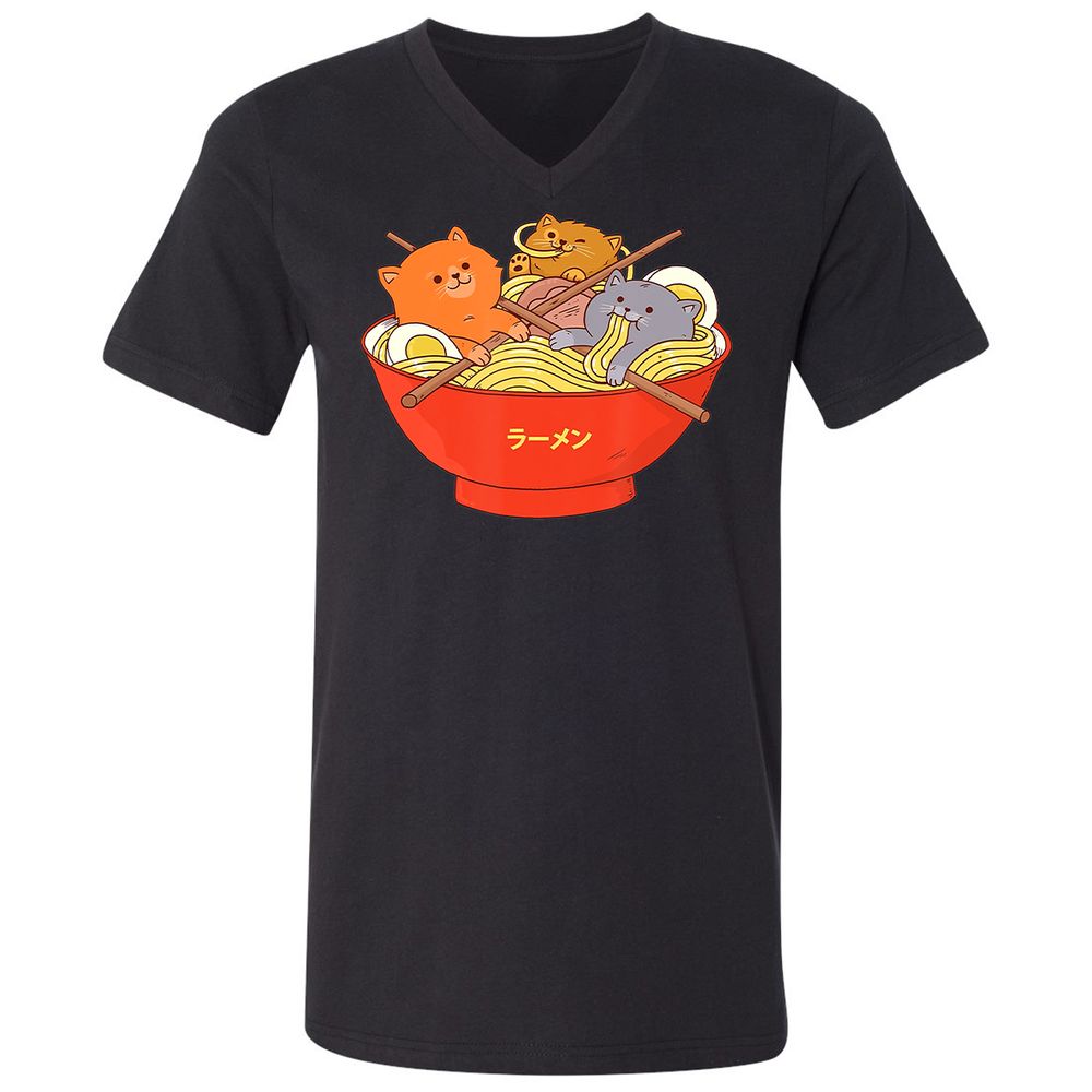 Unisex V-Neck T-Shirt - K1BDJEQY - Black - 1