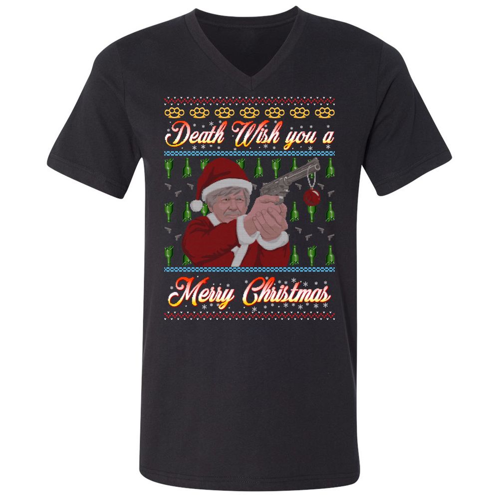 Unisex V-Neck T-Shirt - FZVM2GH4 - Black - 1