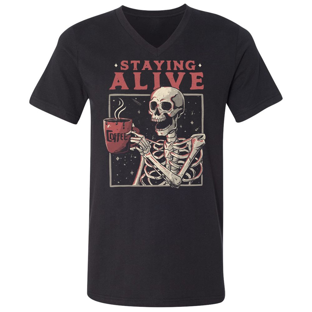 Unisex V-Neck T-Shirt - TX71E3UX - Black - 1