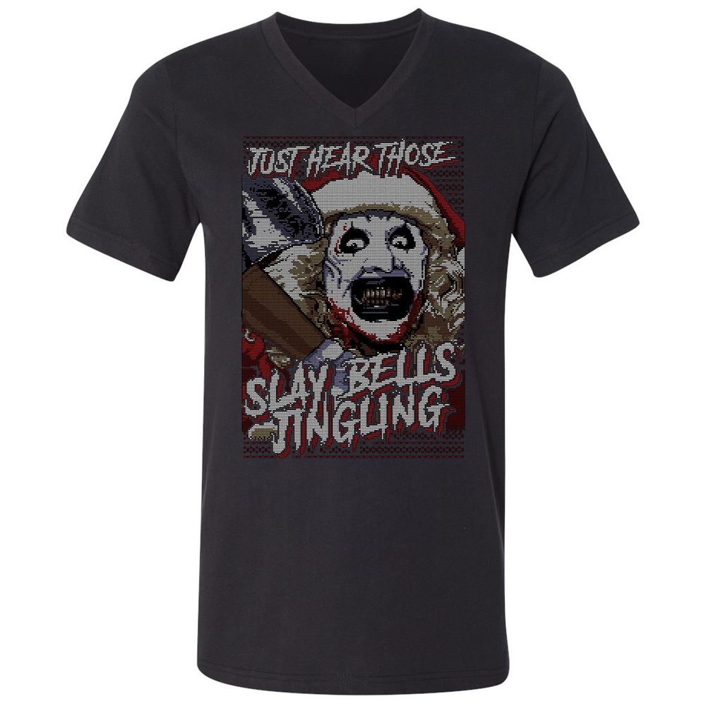 Slay Bells Jingling Unisex V-Neck T-Shirt - Black - 1
