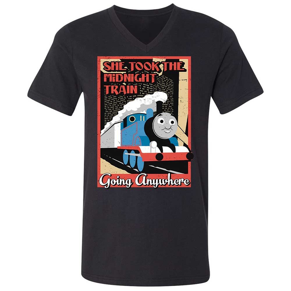 Unisex V-Neck T-Shirt - 4FNZSVWU - Black - 1
