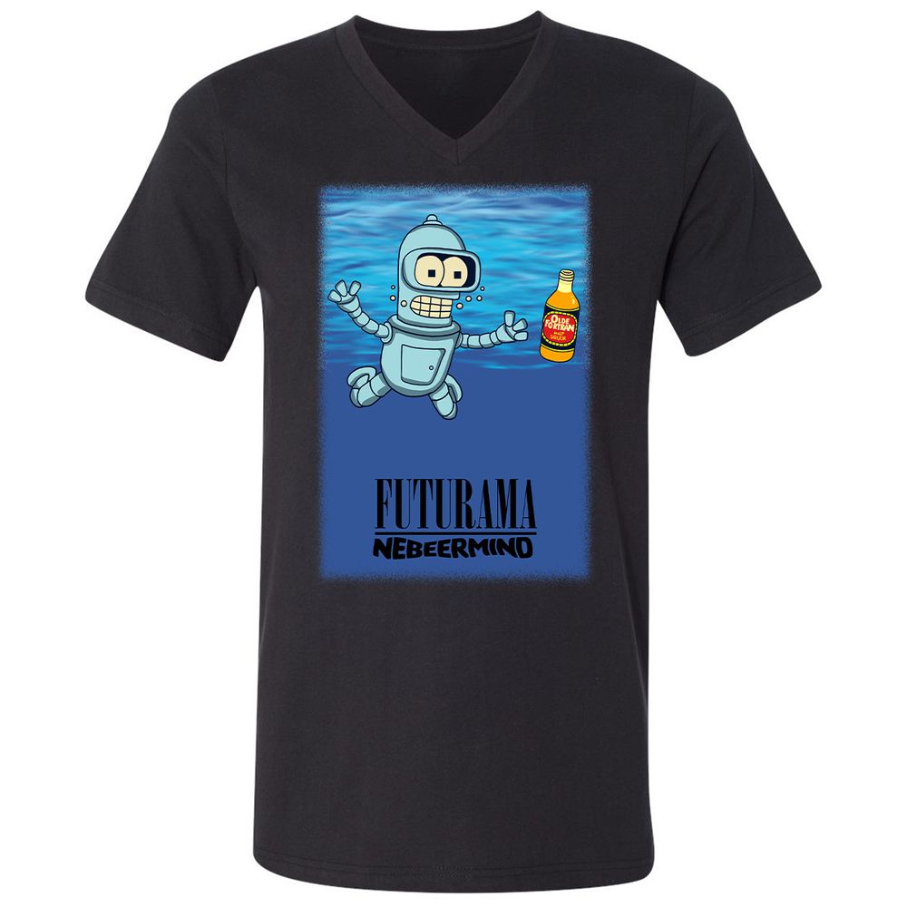 Unisex V-Neck T-Shirt - 737VUVMN - Black - 1