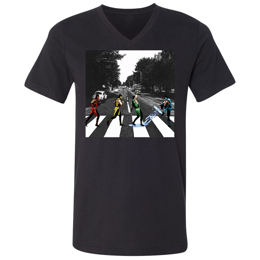 Unisex V-Neck T-Shirt - WGRSL124 - Black - 1