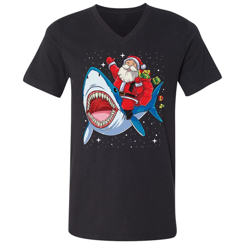 Unisex V-Neck T-Shirt - QE6P68LP - Black - 1
