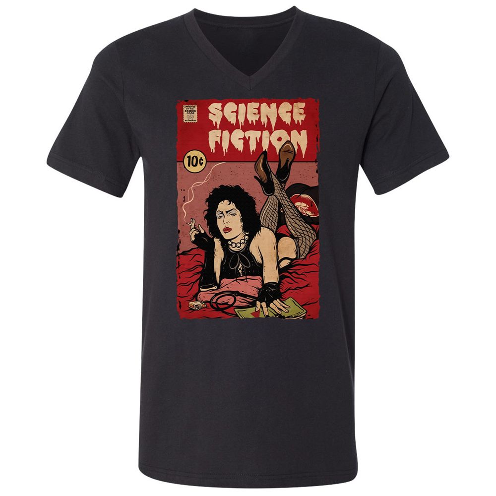 Unisex V-Neck T-Shirt - BDRC7EDK - Black - 1