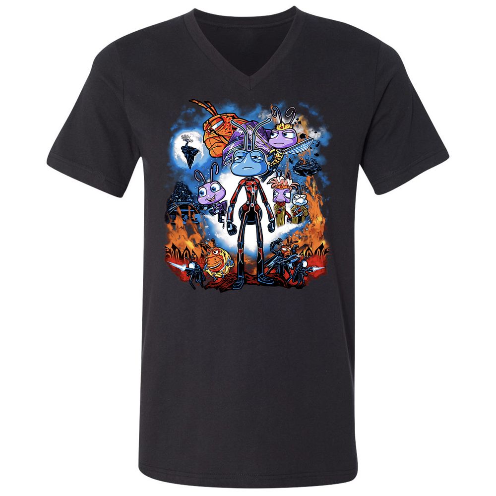 Unisex V-Neck T-Shirt - 5S83YZV3 - Black - 1