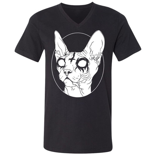 Unisex V-Neck T-Shirt - XN97RFH6 - Black - 1