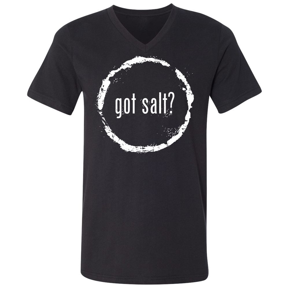 Unisex V-Neck T-Shirt - CAQLBXHW - Black - 1