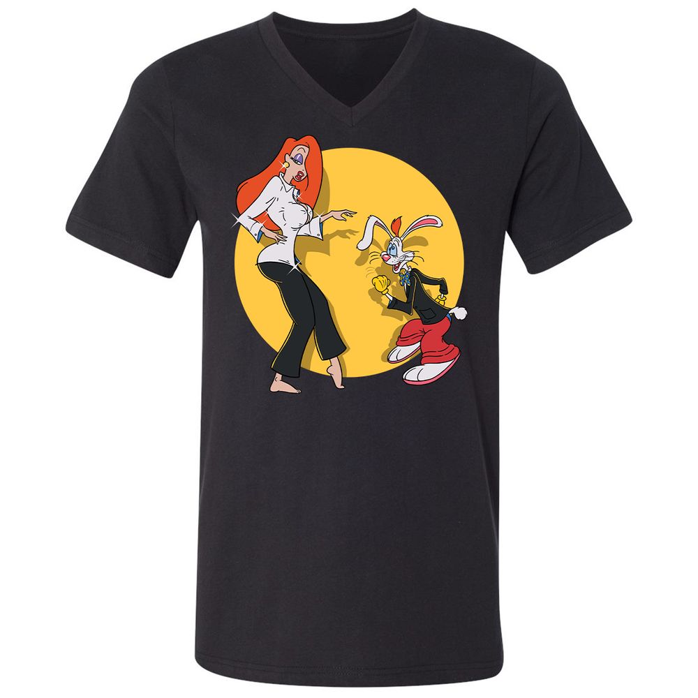 Unisex V-Neck T-Shirt - T273WPU5 - Black - 1