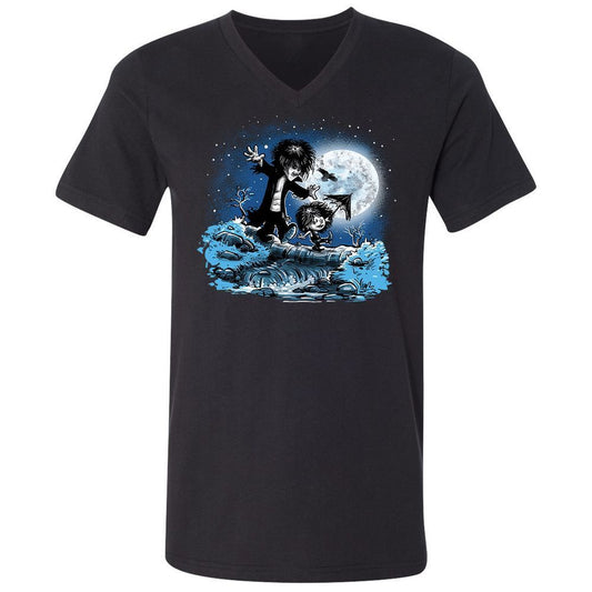 Unisex V-Neck T-Shirt - KNE63WYW - Black - 1