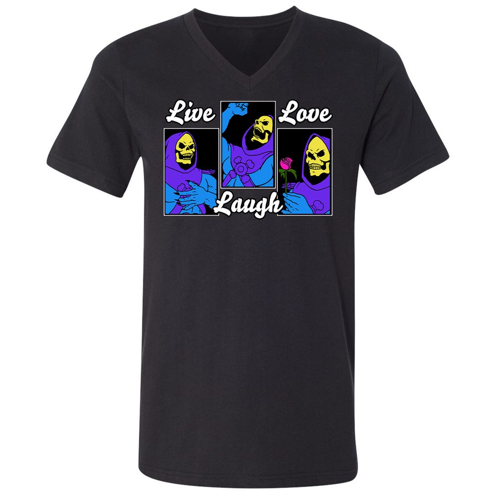 Unisex V-Neck T-Shirt - T62LVCJ7 - Black - 1