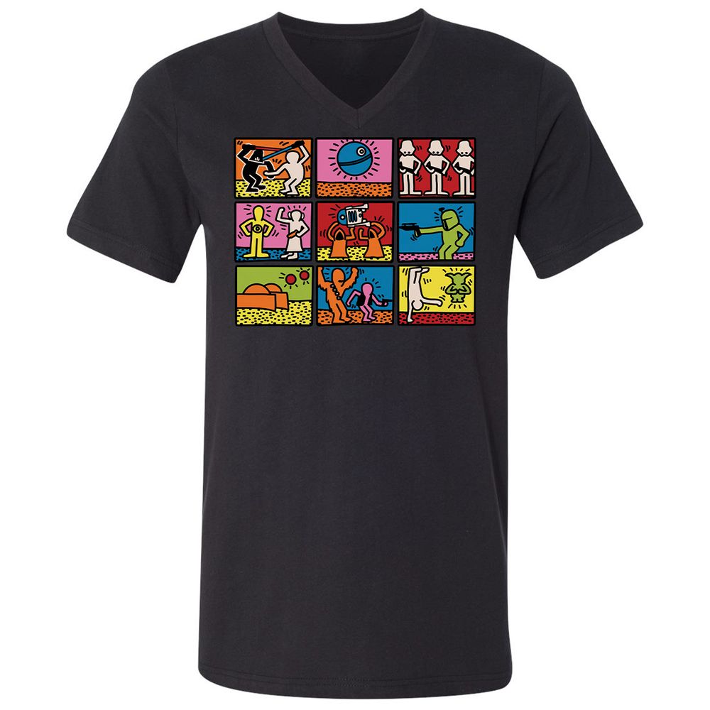 Unisex V-Neck T-Shirt - B3XSFHCD - Black - 1