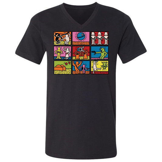 Unisex V-Neck T-Shirt - B3XSFHCD - Black - 1