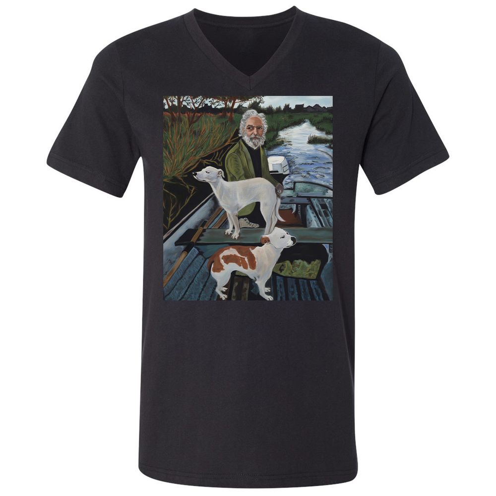 Unisex V-Neck T-Shirt - GQHE6N7J - Black - 1