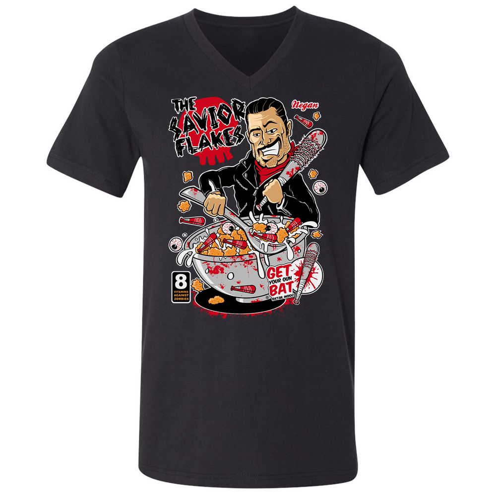 Unisex V-Neck T-Shirt - QTFZ2FYS - Black - 1