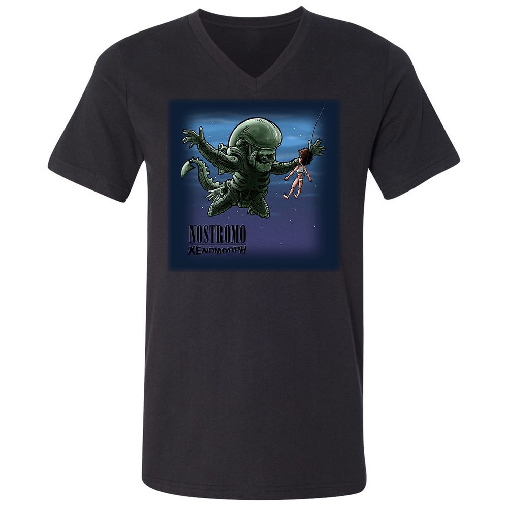 Unisex V-Neck T-Shirt - WS1LWZXY - Black - 1