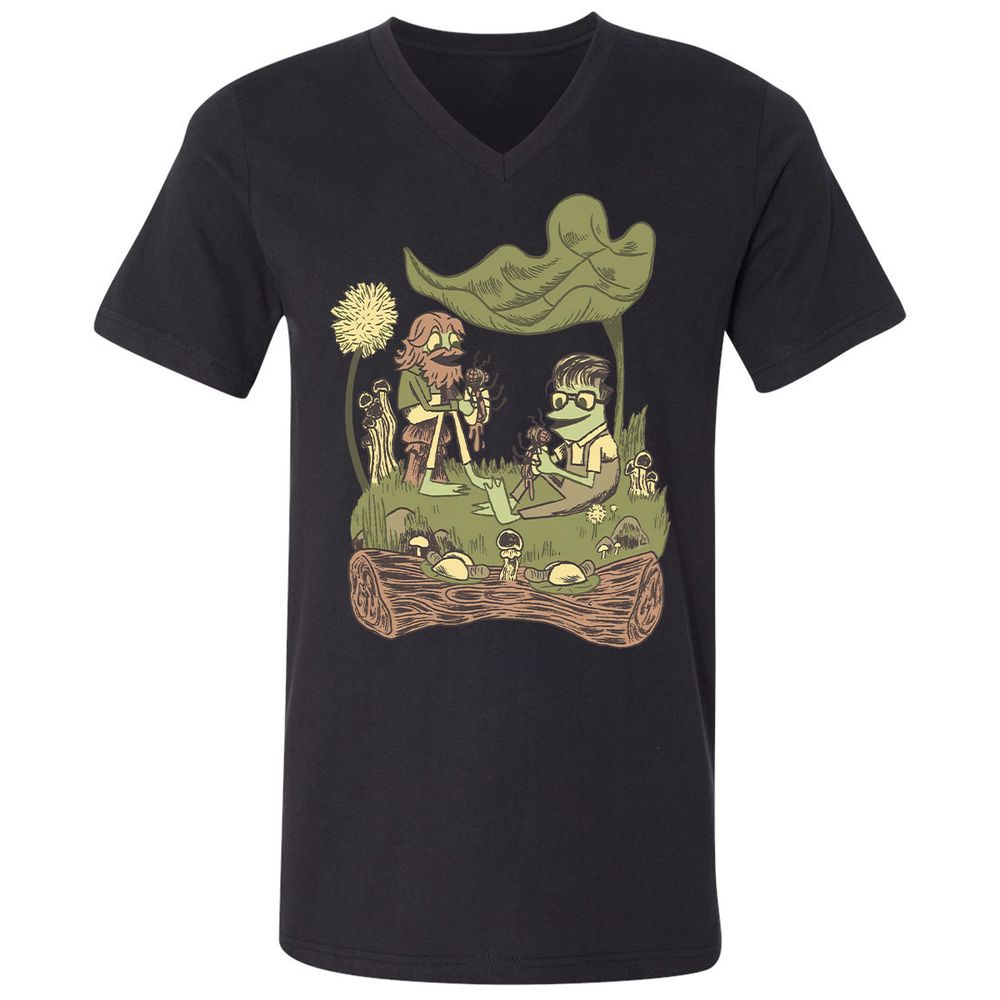 Unisex V-Neck T-Shirt - Q6UU7LTZ - Black - 1
