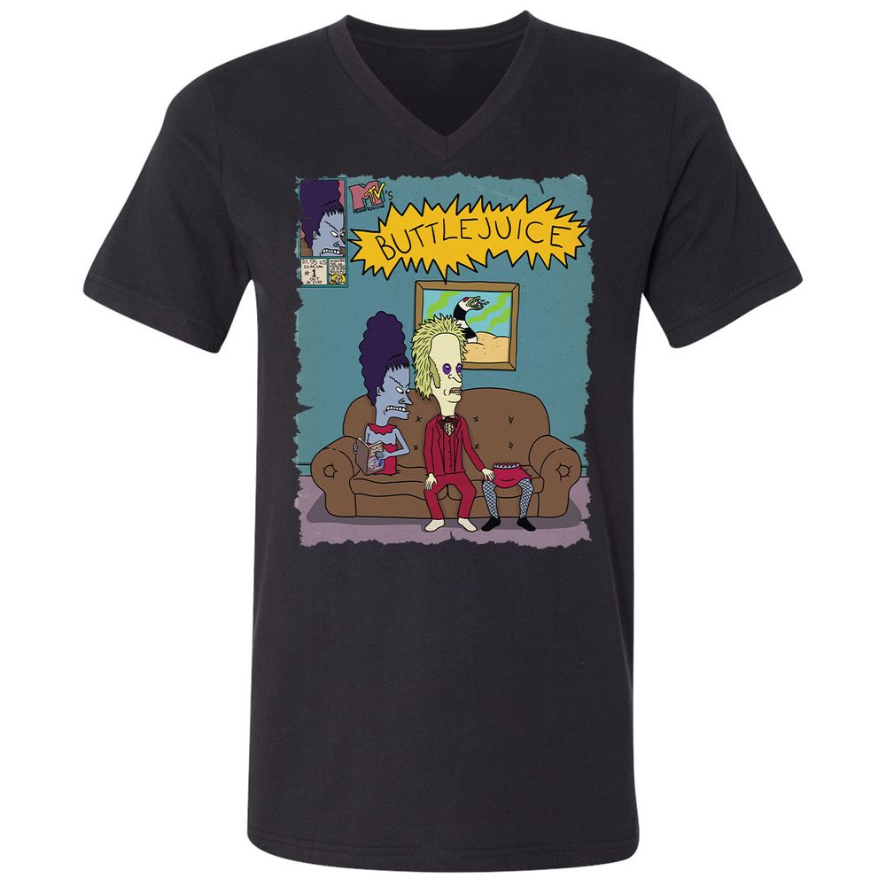 Unisex V-Neck T-Shirt - VS9YVM6L - Black - 1