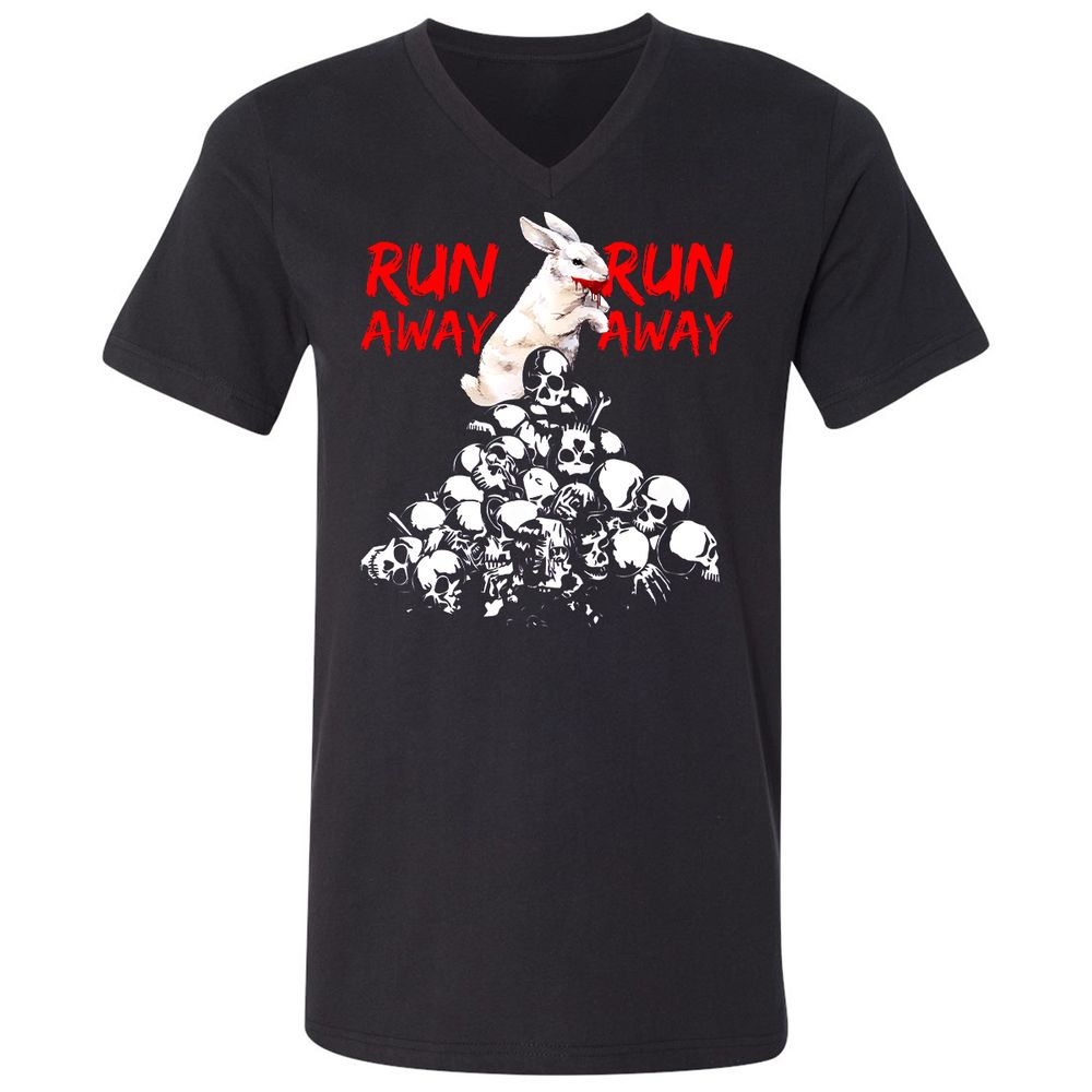 Unisex V-Neck T-Shirt - ZAJ4UGX3 - Black - 1