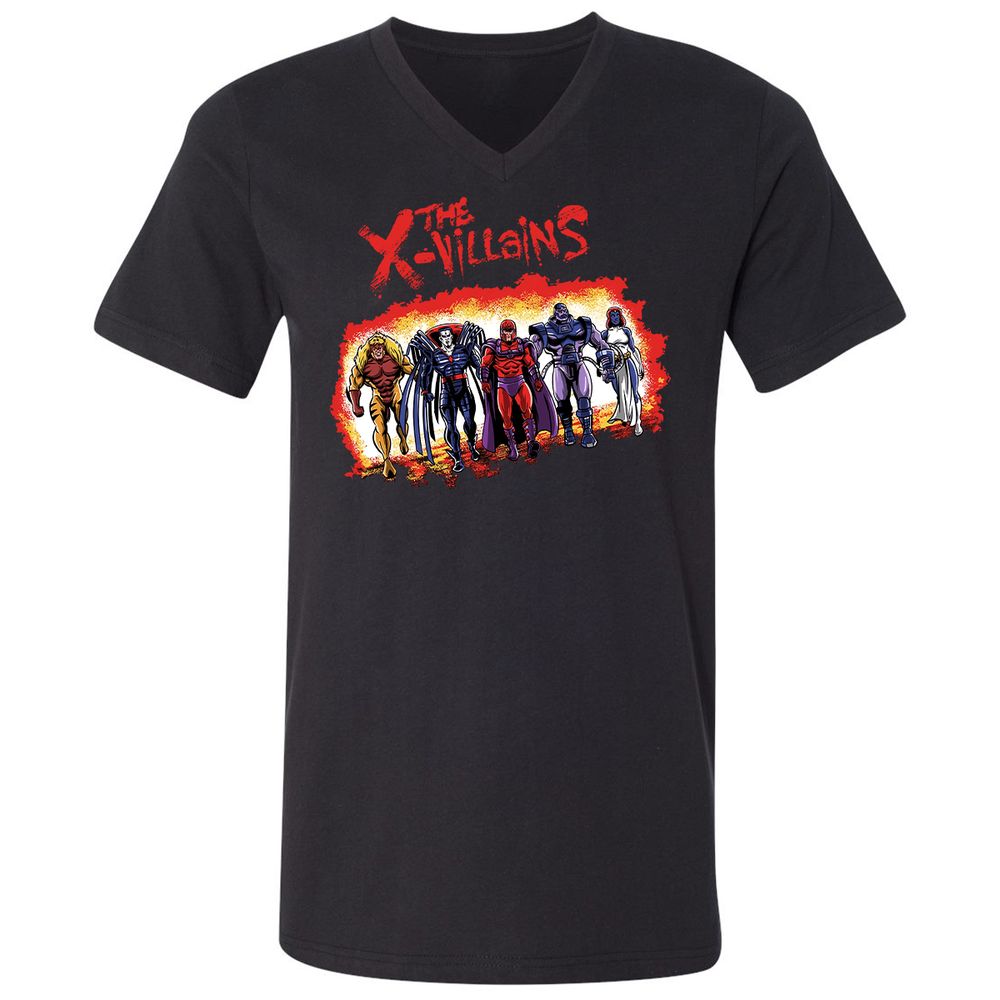 Unisex V-Neck T-Shirt - ZK1XLCWV - Black - 1