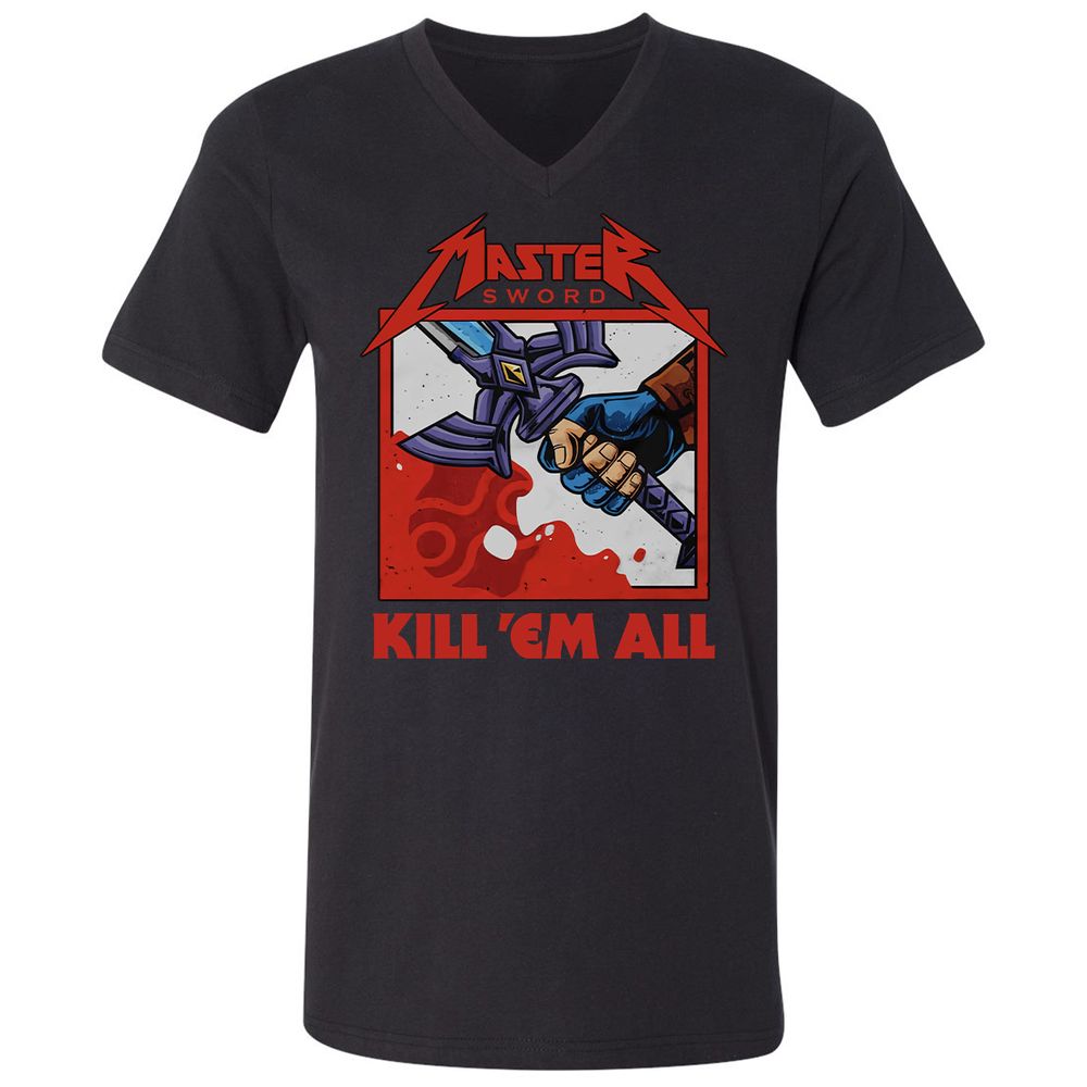 Unisex V-Neck T-Shirt - KDNRBUK7 - Black - 1