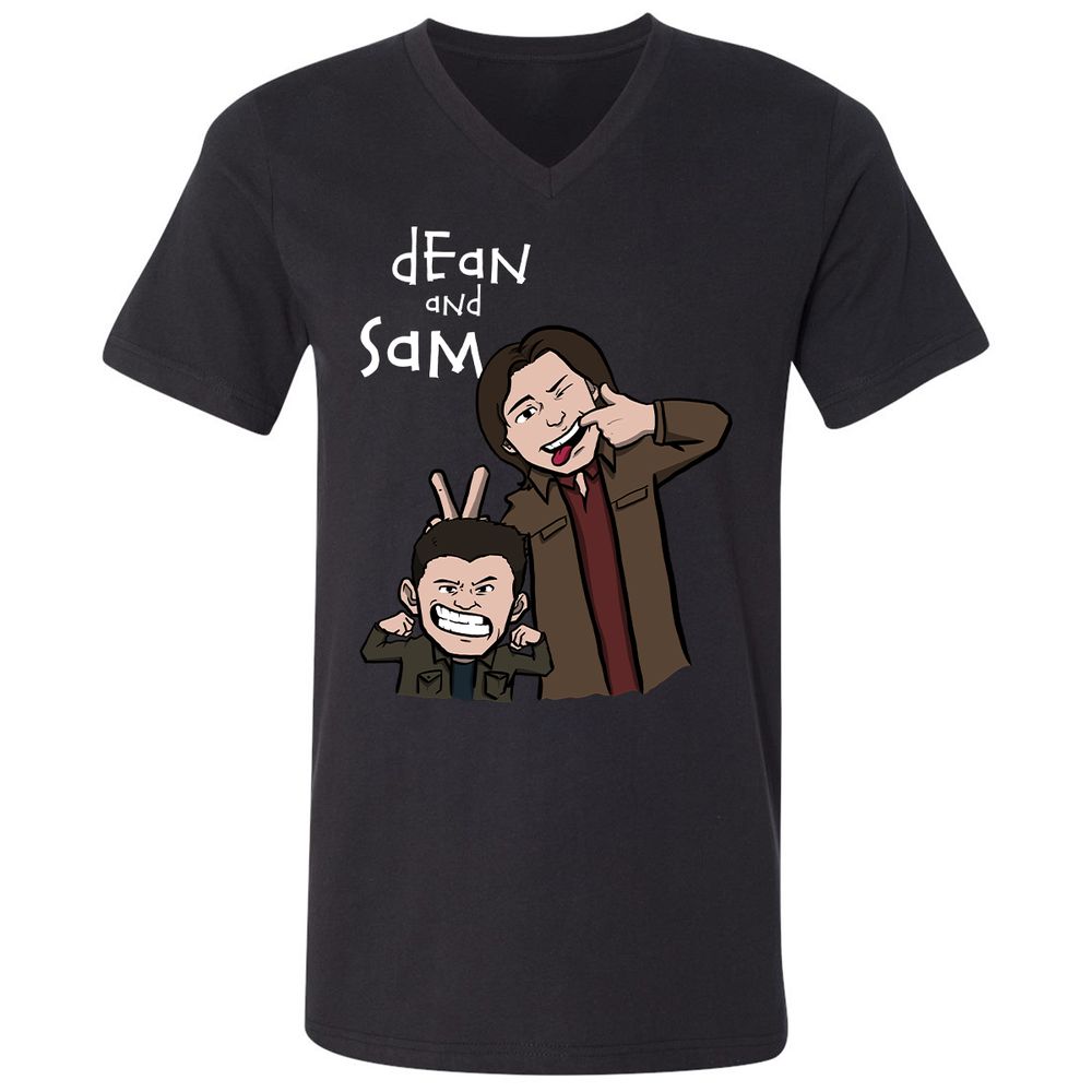 Unisex V-Neck T-Shirt - FKY5WHW4 - Black - 1