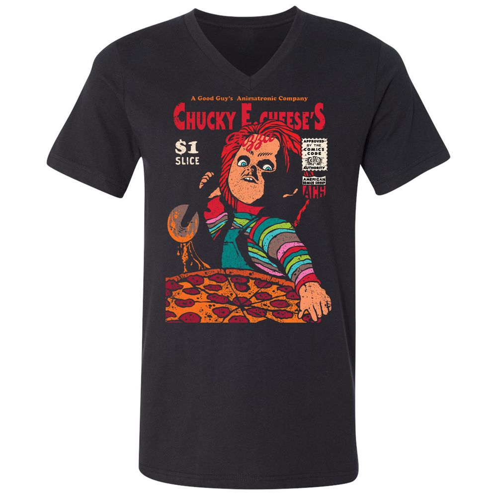Unisex V-Neck T-Shirt - ZA5TBDM3 - Black - 1