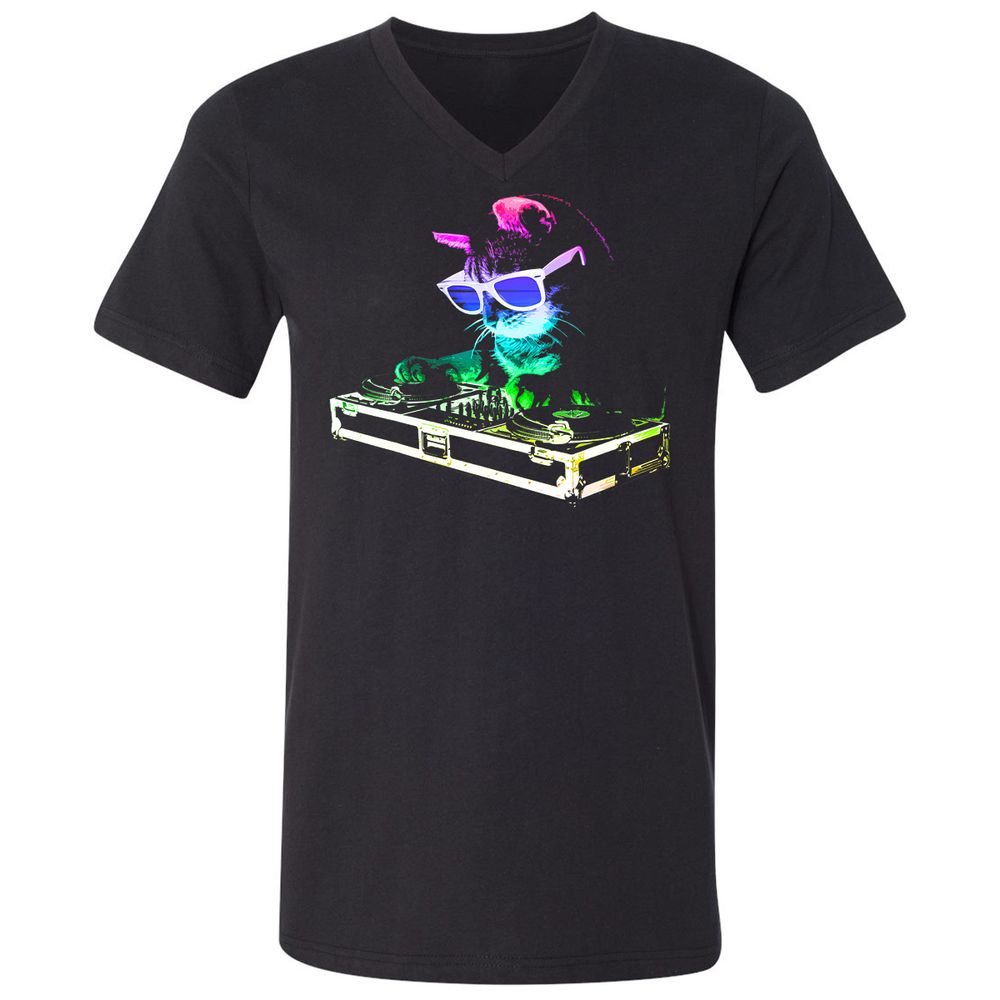 Unisex V-Neck T-Shirt - VY61PJTJ - Black - 1