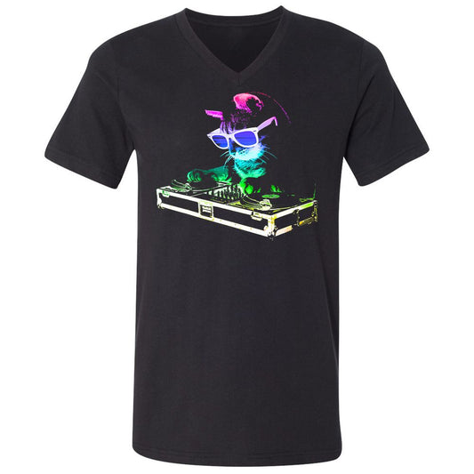 Unisex V-Neck T-Shirt - VY61PJTJ - Black - 1