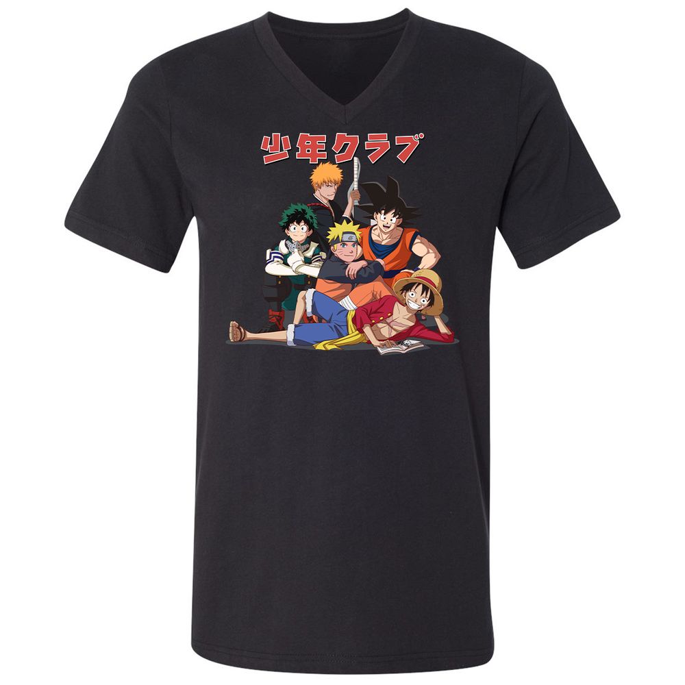 Unisex V-Neck T-Shirt - B54SA8AQ - Black - 1