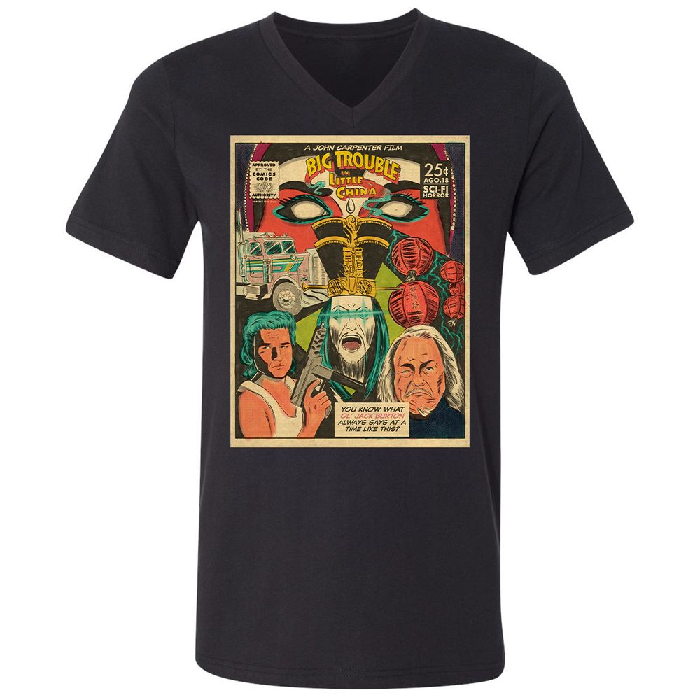 Unisex V-Neck T-Shirt - XYU8TWD1 - Black - 1