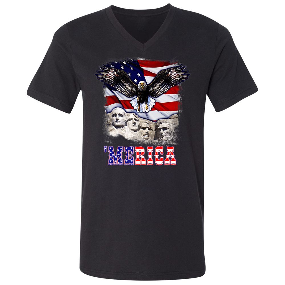 Unisex V-Neck T-Shirt - Q77MXCMQ - Black - 1