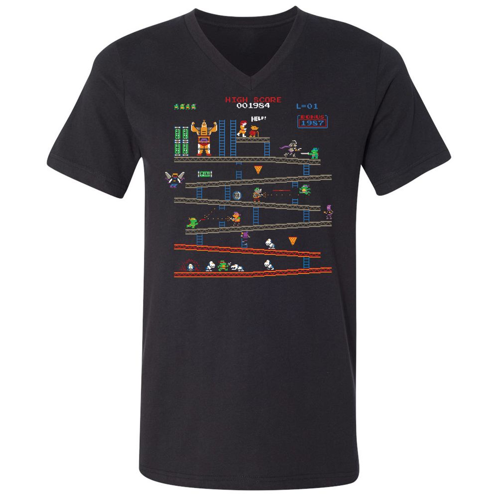 Unisex V-Neck T-Shirt - GHKF9MF2 - Black - 1