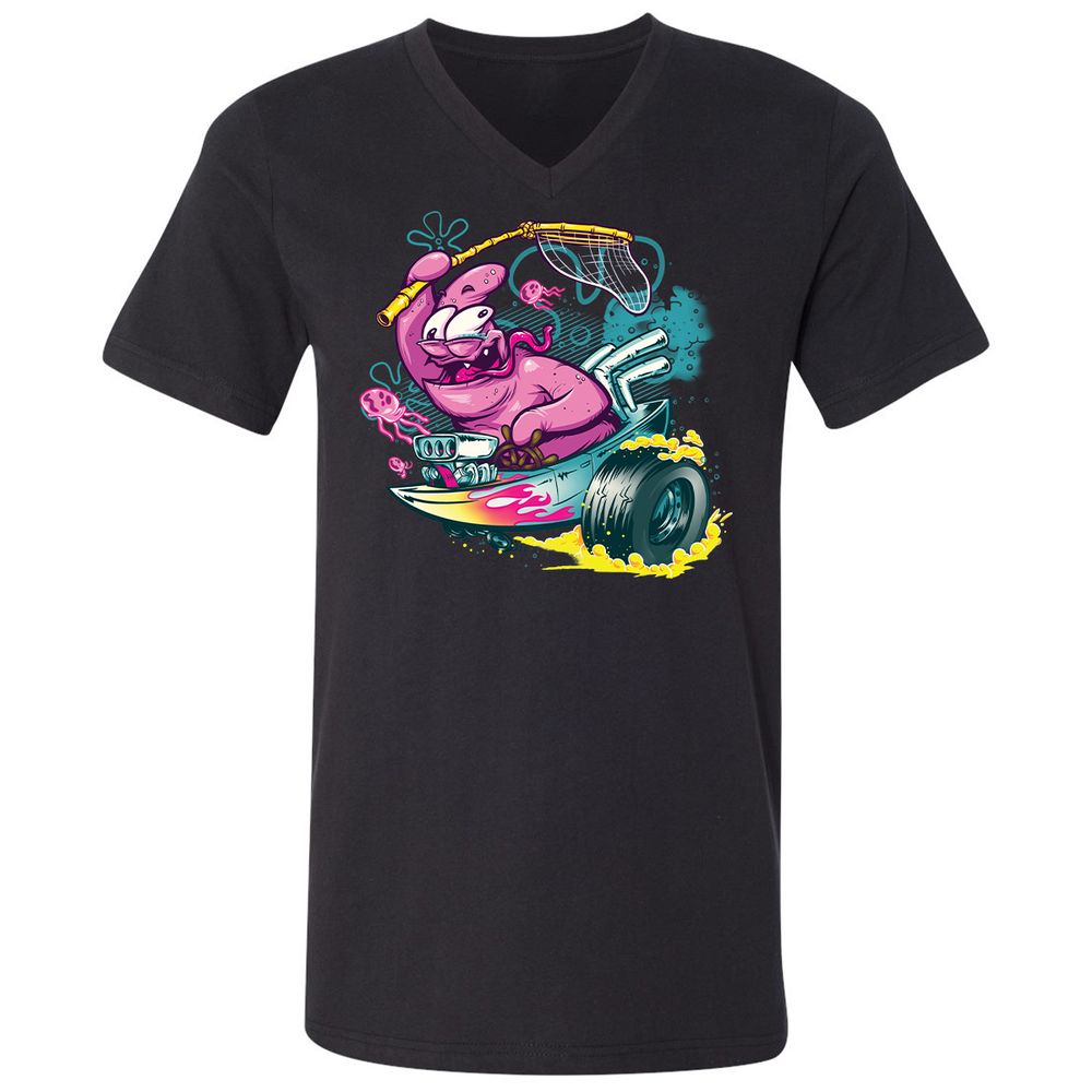 Unisex V-Neck T-Shirt - E4Q1GJP5 - Black - 1