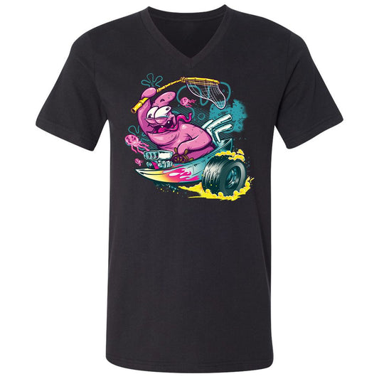 Unisex V-Neck T-Shirt - E4Q1GJP5 - Black - 1