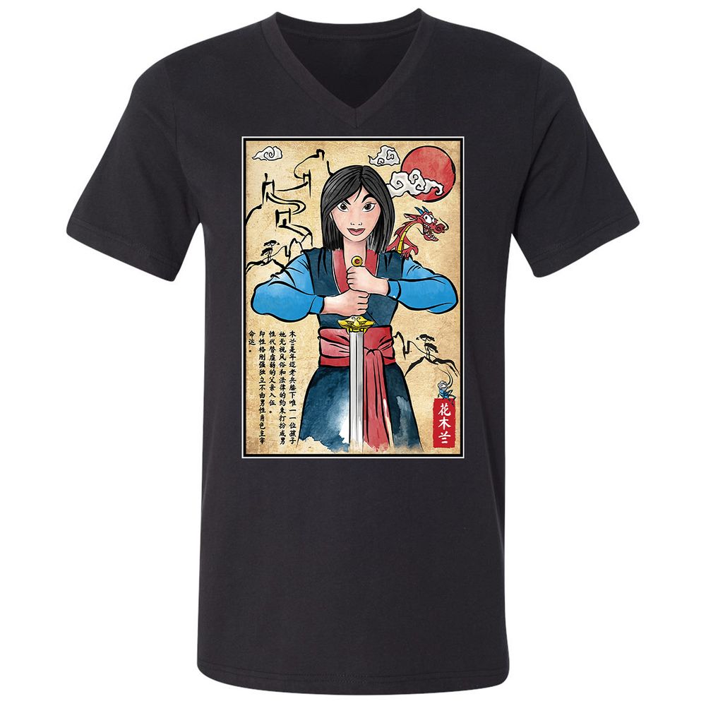 Unisex V-Neck T-Shirt - BWF3TL78 - Black - 1